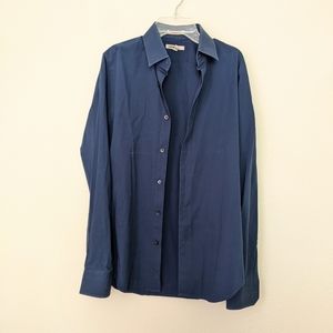 Express 1MX Men's Long Sleeve Button Up Dress Shirt Extra Slim Fit Blue S